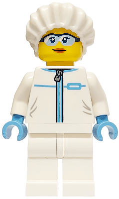 Police - City Forensic Detective Female, White Safety Jumpsuit, Safety Glasses