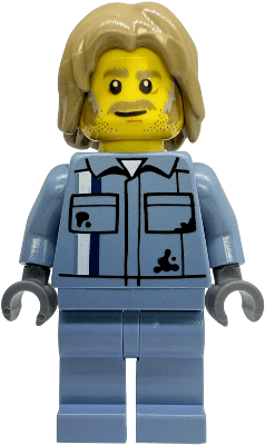 Tow Truck Driver - Male, Sand Blue Mechanic Uniform, Sand Blue Legs, Dark Tan Mid-Length Tousled Hair