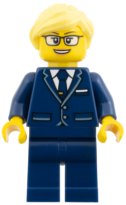 Passenger Plane Pilot - Female, Dark Blue Suit with Tie, Bright Light Yellow Ponytail