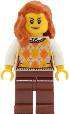 Passenger - Female, Tan Knit Argyle Sweater Vest, Reddish Brown Legs, Dark Orange Hair