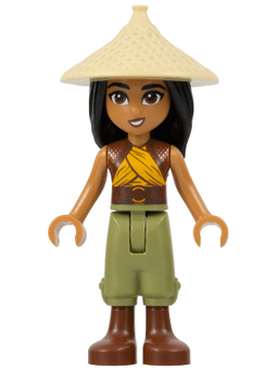 Raya - Tan Conical Hat, Yellow Top, Reddish Brown Boots, Open Mouth