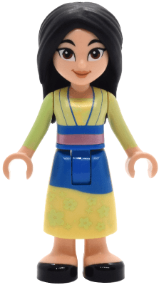 Mulan - Yellowish Green and Bright Light Yellow Robe, Black Shoes, Wide Grin with Corner Indents