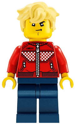 Cooper - Red Racing Jacket, Dark Blue Legs