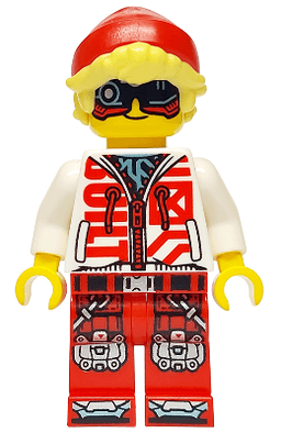 Cooper - Black Visor, White Hoodie, Red Legs