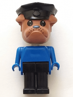 Fabuland Bulldog - Bertie Bulldog (Police Chief), Brown Head, Black Police Hat