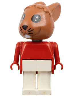 Fabuland Rabbit - Robby Rabbit, Brown Head, White Legs, Red Top and Arms