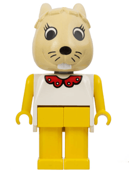 Fabuland Rabbit - Bonnie Bunny, Tan Head, Yellow Legs and Arms, White Top with Red Collar