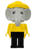 Fabuland Elephant - Edward Elephant, Black Legs, Yellow Raincoat and Hat, White Eyes