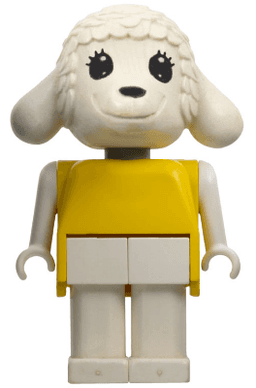 Fabuland Lamb - Lucy Lamb (Nurse), Yellow Top, Black Eyes, Eyelashes Wide