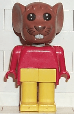 Fabuland Mouse - Maximillian Mouse (Max), Brown Head, Yellow Legs, Red Top