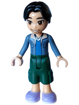 Friends Niko - Sand Blue Jacket, Blue Shirt, Dark Green Cropped Trousers, Lavender Shoes