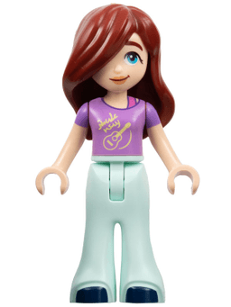 Friends Paisley - Medium Lavender Shirt with Guitar, Light Aqua Trousers Bell-Bottoms, Dark Blue Shoes
