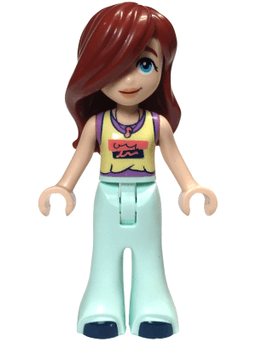 Friends Paisley - Bright Light Yellow and Medium Lavender Tank Top, Light Aqua Trousers Bell-Bottoms, Dark Blue Shoes