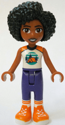 Friends Jamila - White Sleeveless Top with Tent, Dark Purple Trousers, Orange Shoes
