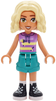 Friends Nova - Medium Lavender Sleeveless Hoodie with Dachshund, Dark Turquoise Shorts, Black Boots