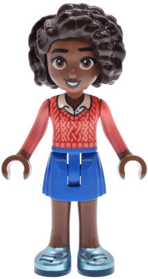 Friends Aliya - Coral Sweater Vest, Blue Skirt, Metallic Light Blue Shoes