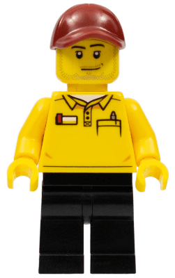 LEGO Store Driver, Black Legs, Dark Red Cap with Hole