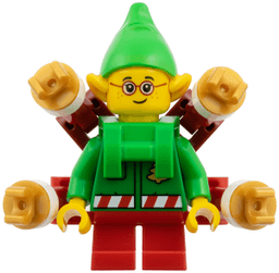 Elf - Green Jacket with Christmas Trees, Bright Green Neck Bracket with Robot Arms