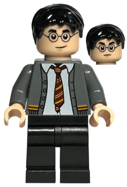 Harry Potter - Dark Bluish Gray Gryffindor Cardigan Sweater Open over Shirt without Wrinkles, Black Legs