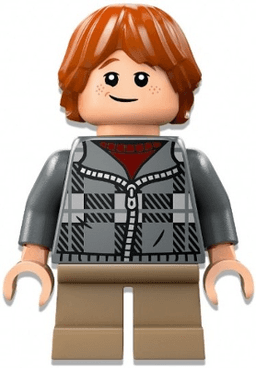 Ron Weasley - Dark Bluish Gray Plaid Jacket, Dark Tan Short Legs