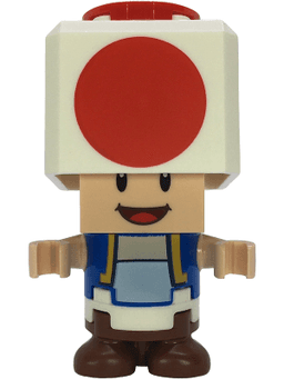 Toad - Happy, Open Mouth, Black Hinge Top Plate, Light Bluish Gray Hinge Brick and Tan 2 x 2 Plate