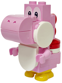 Pink Yoshi - White Tile, Round 2 x 2 Half Circle Extended on Front