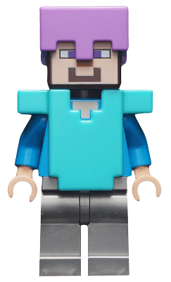 Steve (Light Nougat) - Flat Silver Legs, Medium Lavender Helmet, Medium Azure Armor