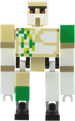 Iron Golem - Brick and Pin Arm Attachments, Black Feet, 1 x 1 Green Tile