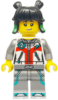 Mei - White Jacket with Zippers, Flat Silver Legs