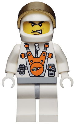 Mars Mission Astronaut with Helmet and Angry Black Eyebrows and Messy Hair
