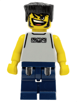 Basketball Street Player, Light Gray Torso and Dark Blue Legs, Black Flat Top Hair