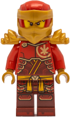 Kai - Dragons Rising, Tunic with Large Armor Plates, Red and Pearl Gold Head Wrap, Shoulder Armor
