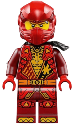 Kai - Dragons Rising, Tunic with Shoulder Armor, Dark Red and Red Head Wrap, Scabbard