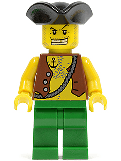 Pirate Vest and Anchor Tattoo, Green Legs, Tricorne Hat
