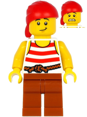 Pirate - Red Bandana, White Shirt with Red Stripes, Dark Orange Legs