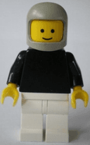 Plain Black Torso with Black Arms, White Legs, Light Gray Classic Helmet