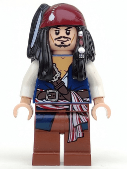 Captain Jack Sparrow - White Shirt, Dark Blue Plain Vest, Bandana