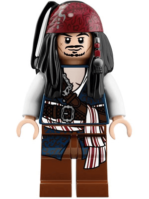 Captain Jack Sparrow - White Shirt, Dark Blue Vest with Filigree, Bandana