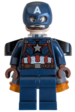 Captain America - Dark Blue Suit with Reddish Brown Belt and Harness, Reddish Brown Hands, Jet Pack