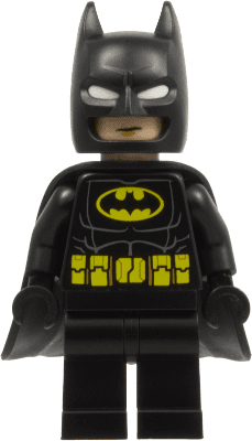 Batman - Black Suit, Yellow Belt with Medium Nougat Details, Cowl with White Eyes, Flexible Rubber Cape