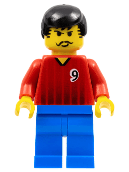 Soccer Player - Red and Blue Team with Number 9
