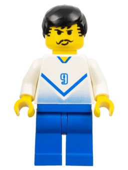 Soccer Player White & Blue Team with shirt #9