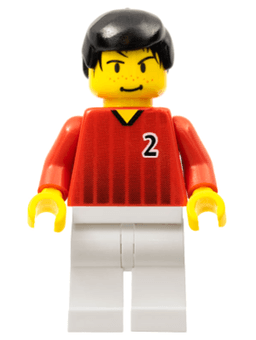 Soccer Player - Red and White Team with Number 2