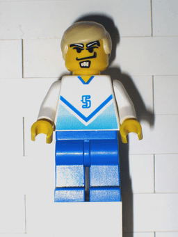 Soccer Player White & Blue Team with shirt #5