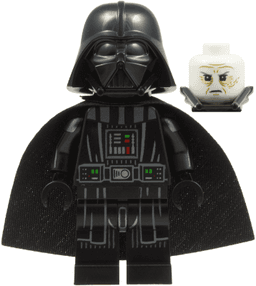 Darth Vader - Printed Arms, Traditional Starched Fabric Cape, White Head with Frown