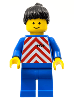 Red & White Stripes - Blue Legs, Black Ponytail Hair