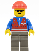 Red Vest and Zipper - Dark Gray Legs, Red Construction Helmet