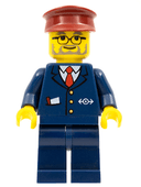 Train Conductor - Male, Dark Blue Suit with Train Logo, Dark Red Hat