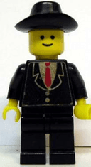 Patron - Black Suit with Two Buttons and Red Tie (Torso Sticker), Black Legs, Black Cowboy Hat
