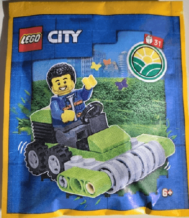 Farmer with Lawn Mower paper bag